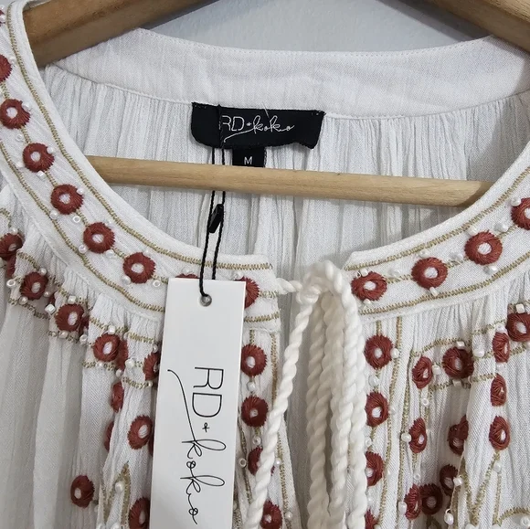 NWT Anthro RD + Koko Beaded Boho Top - Picture 3 of 4